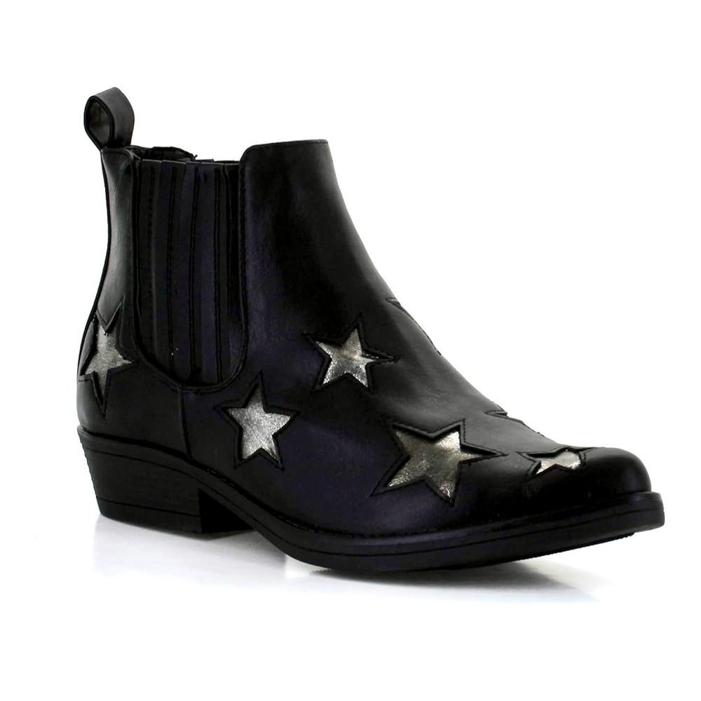 NEW - Western Style Chelsea Metallics Star-Embellished Black Ankle Boots Booties - Picture 5 of 5